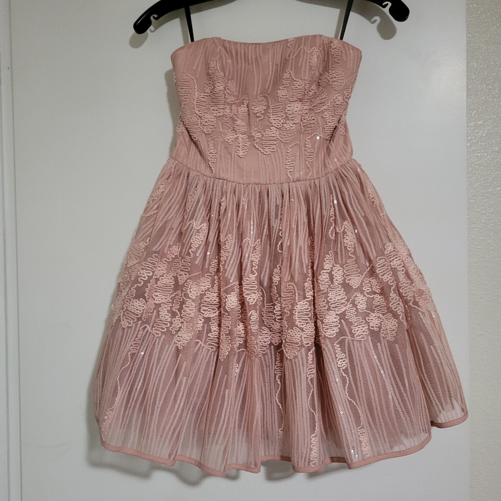 Bebe Strapless Sequin Tulle Dress